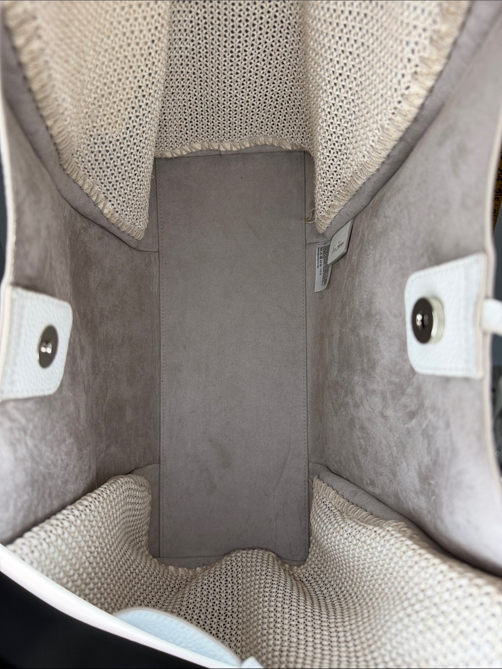 Sam Edelman White Leather & Beige Woven Shoulder Bag - Picture 7 of 8